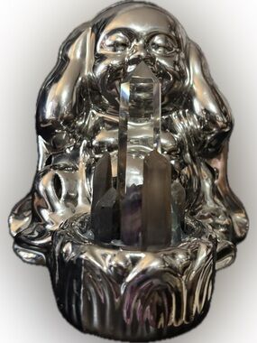 Preloved Silver Buddha Sculpture with crystals